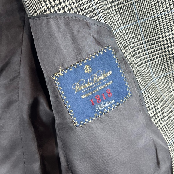 Brooks Brothers Madison 41R 100% Wool Saxxon Plaid Blazer BB Buttons Sport Coat - Picture 5 of 13